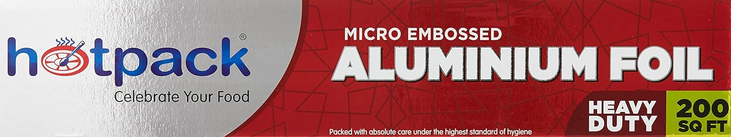 Hotpack Micro Embossed Heavy Duty Aluminium Foil 62m*30cm, 200sq.ft, Cooking-Storing-Wrapping