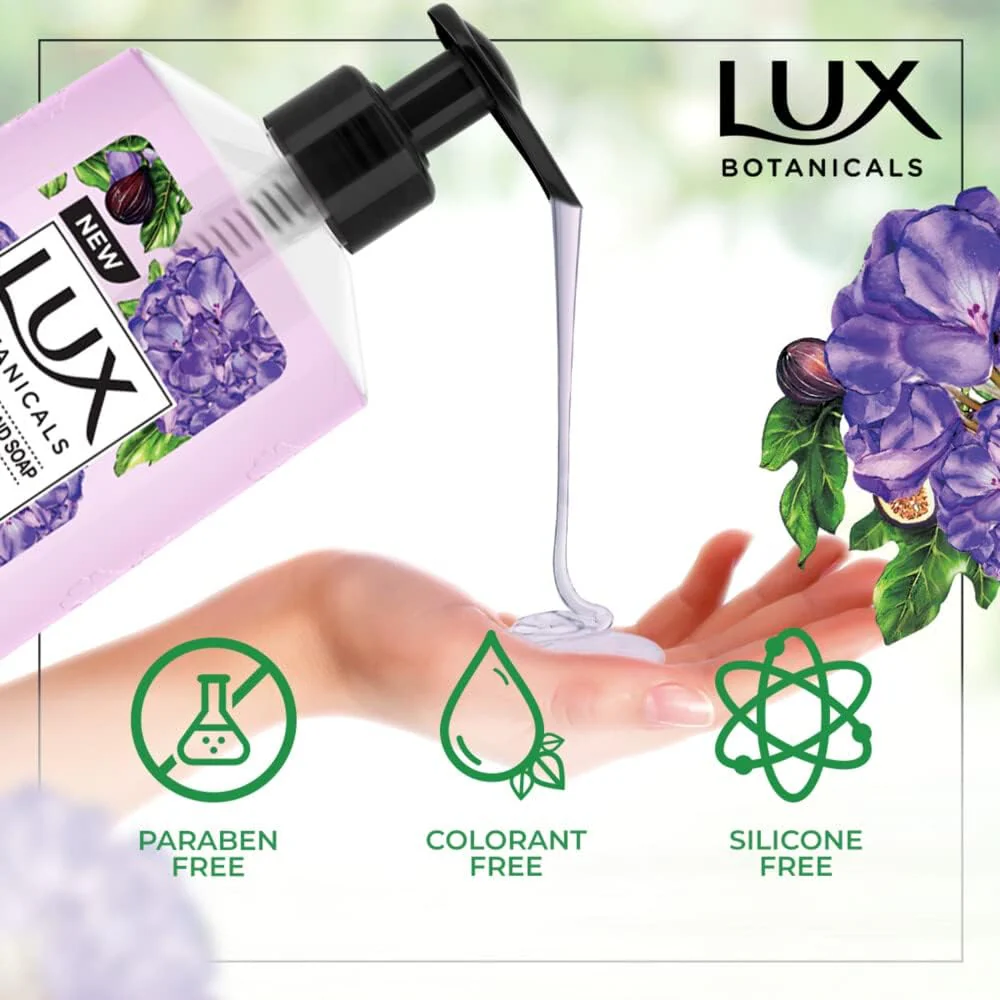 LUX Botanicals Perfumed Hand Wash, For all skin types, Fig Extract & Geranium Oil, Hygiene properties to effectively wash away germs, 500ml - Image 2