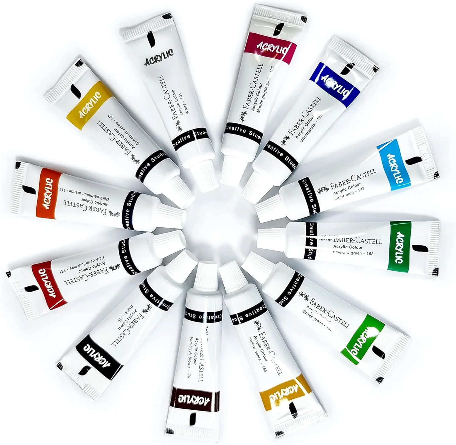Faber-Castell Creative Studio Acrylic Colours Set – 12 x 9ml Tubes, Assorted Colors - Image 3