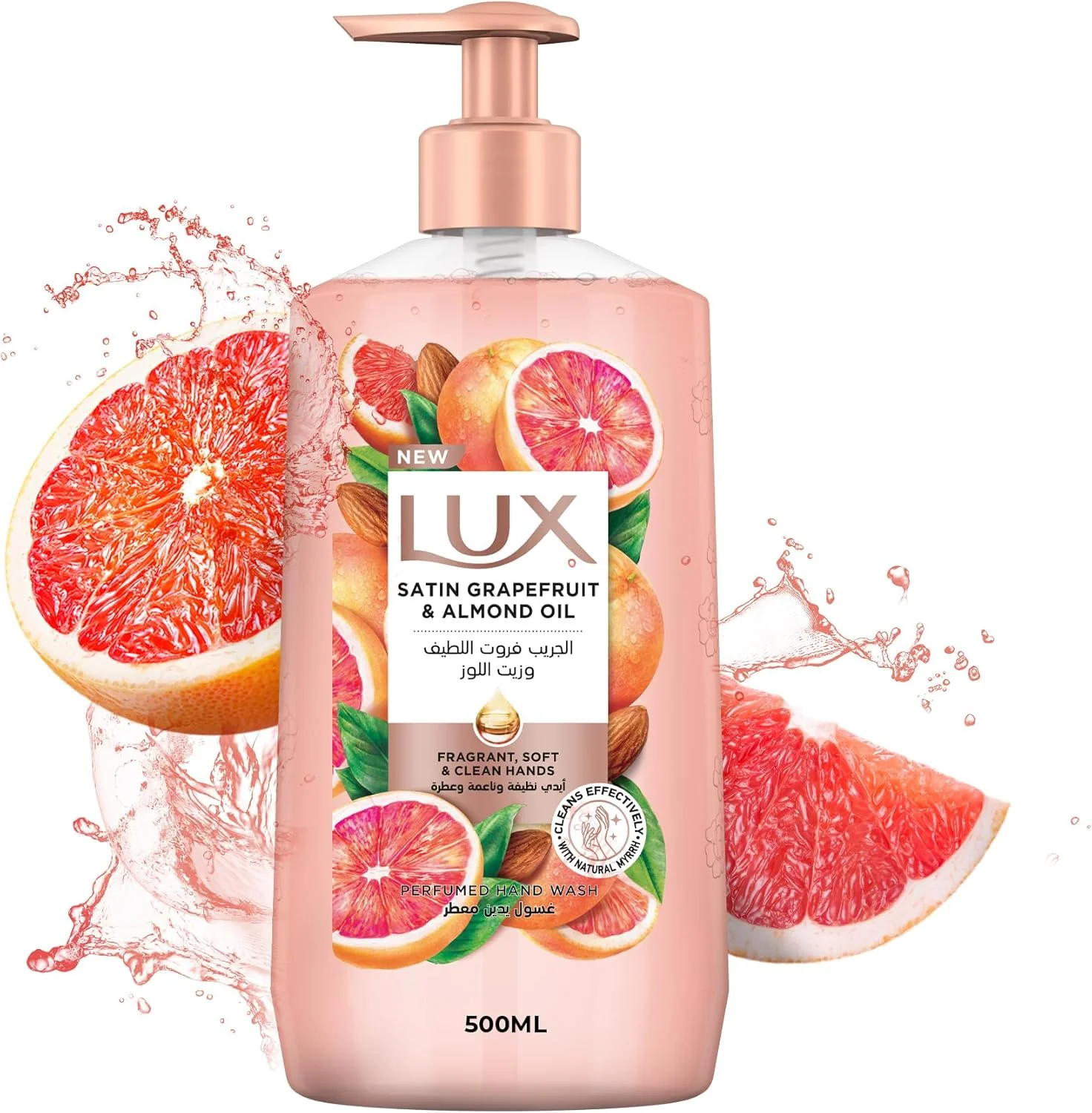 LUX Perfumed Hand Wash, Satin Grapefruit and Almond Oil, for Fragrant, Soft & Clean Hands, 500ml