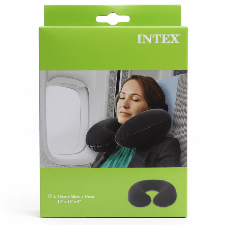 Intex Inflatable Travel Neck Pillow β Black (36Γ30Γ10 cm)