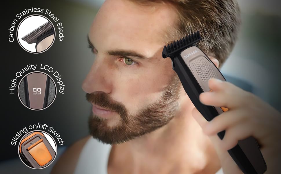 Sonashi Rechargeable Hair Clipper with 3Hrs Continuous Working, LCD Display and ON/OFF Switch Features, Stainless Steel Blades, Trimmer for Perfect Grooming, 1200mAh SHC-1044N Black - Image 6