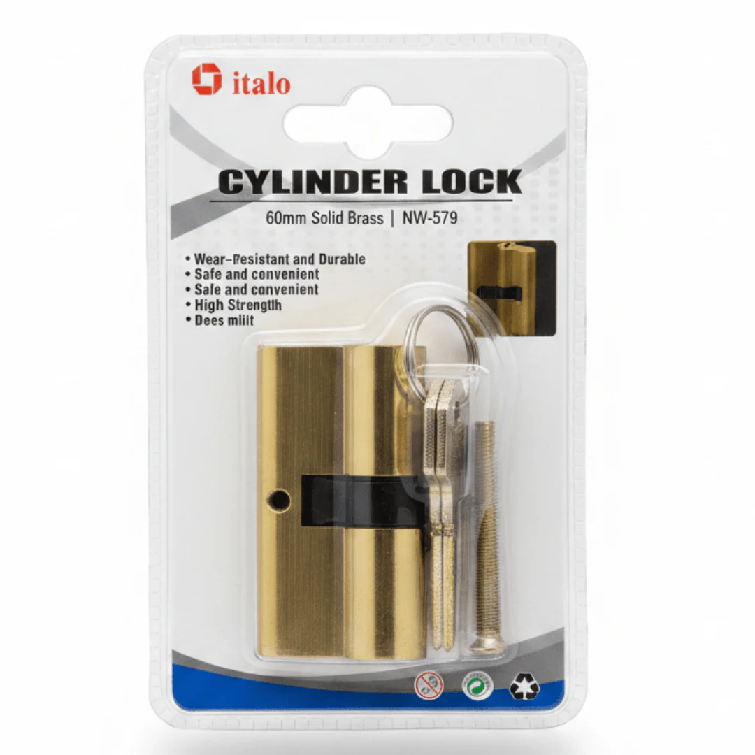 Italo Solid Brass Cylinder Lock 60mm — Premium Security for Every Door
