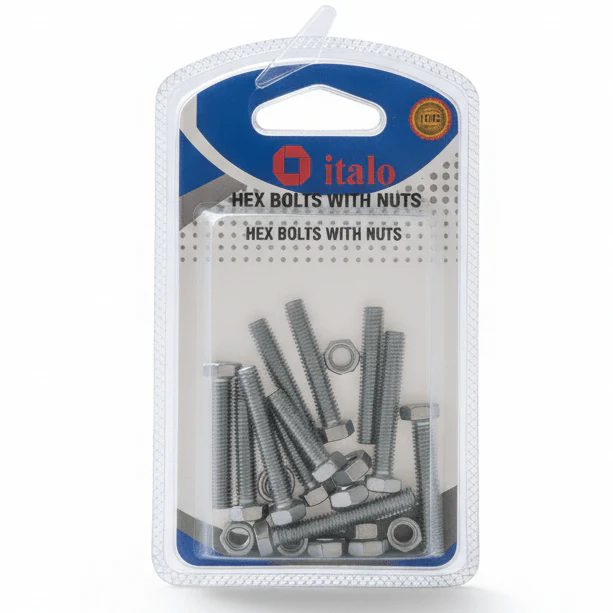 Italo 10pcs Hexagonal Bolts with Nuts M5x30+M5
