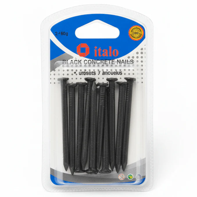 Italo 2" Black Concrete Nails – 60g Pack