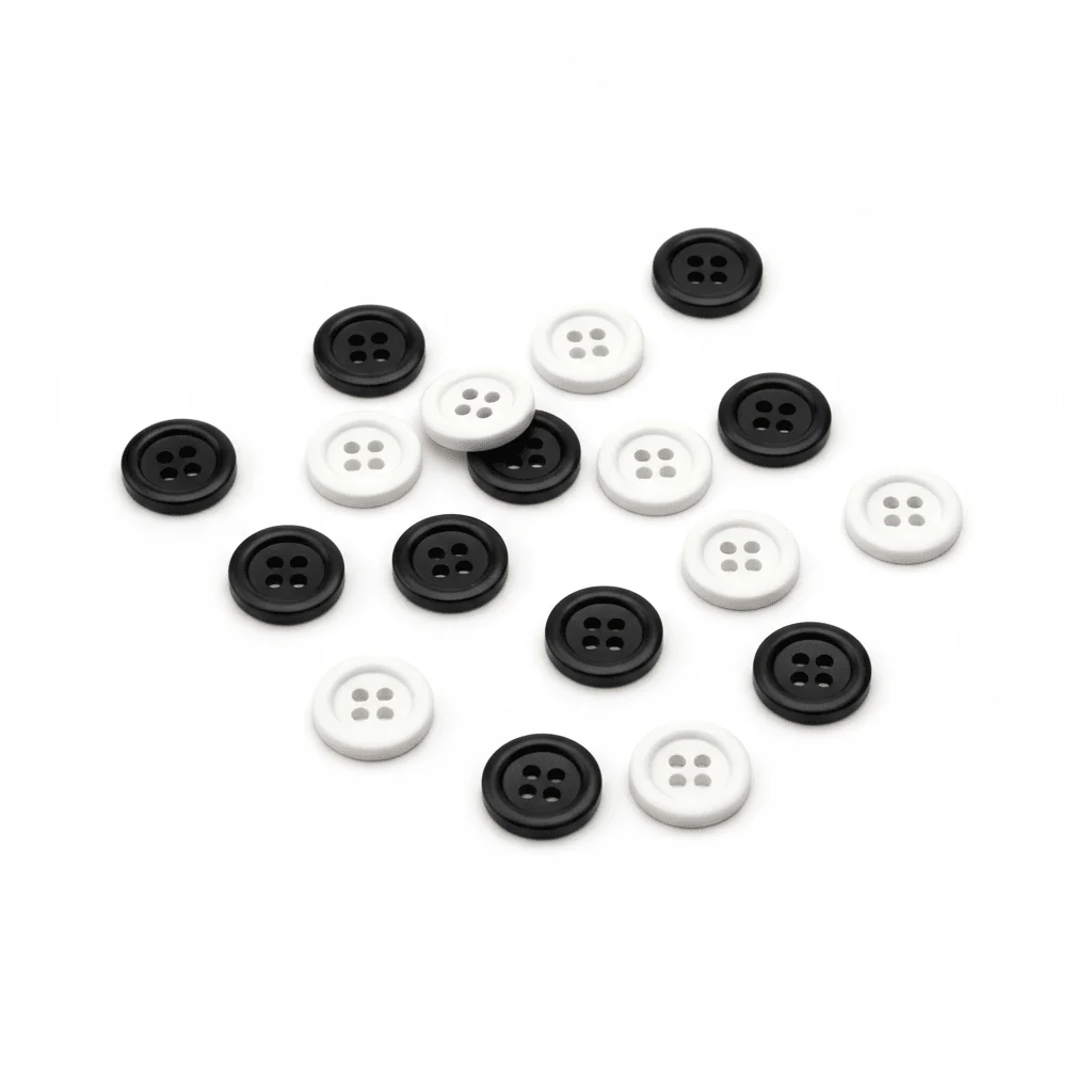 Italo Button Black & White 2cm – Set of 15 Pcs