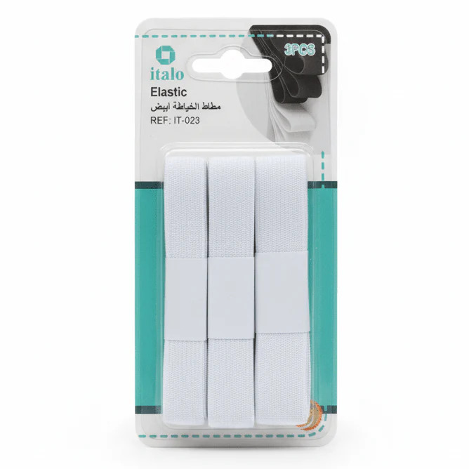 Italo Elastic Sewing Band – White | 3-Piece Set (1.2cm / 1.5cm / 2cm × 1m)