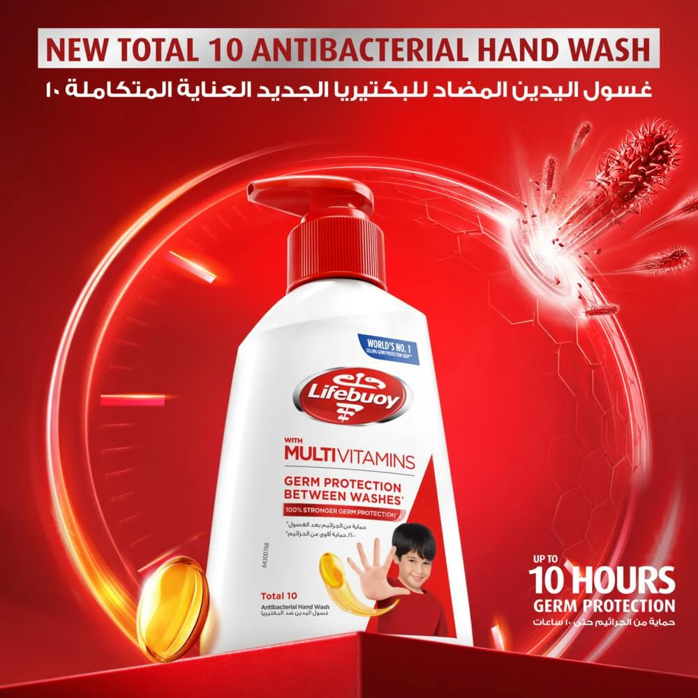 Lifebuoy Hand Wash, Total 10, for 100% stronger germ protection in 10 seconds, 500ml - Image 2