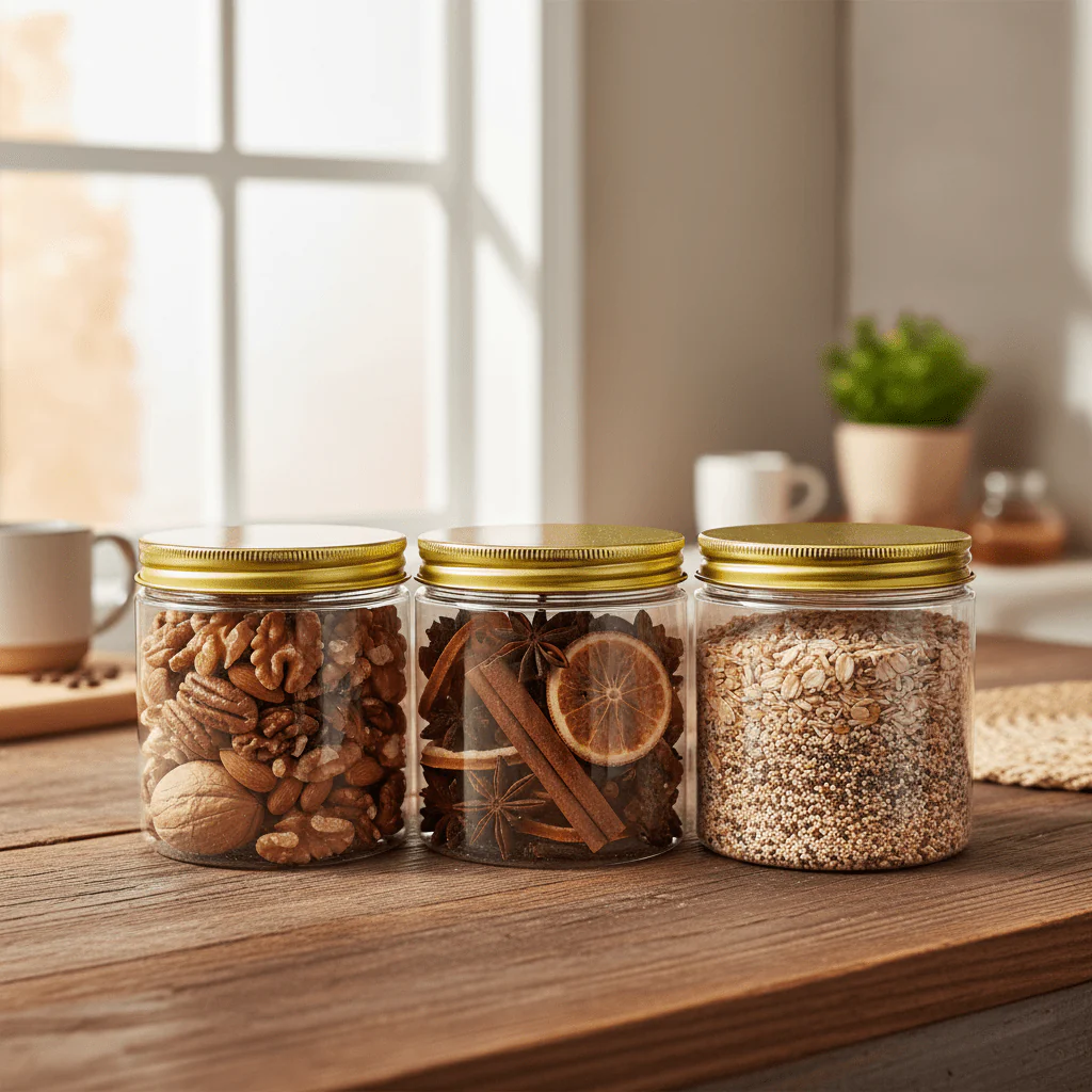 Jiham  3PCS Plastic Storage Jar 500ml - 8.5×8.5cm - Image 4
