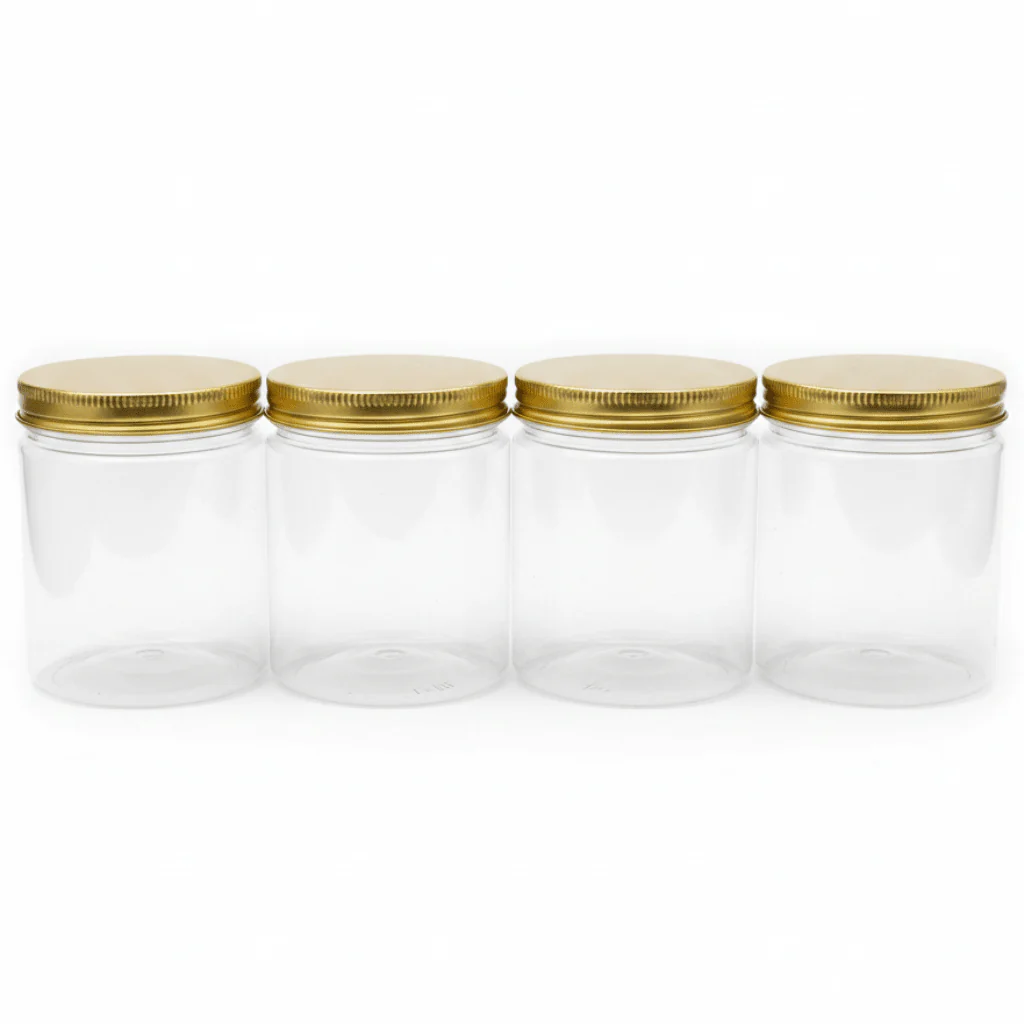 Jiham 4PCS Plastic Storage Jar 350ml – 7.5×10 cm