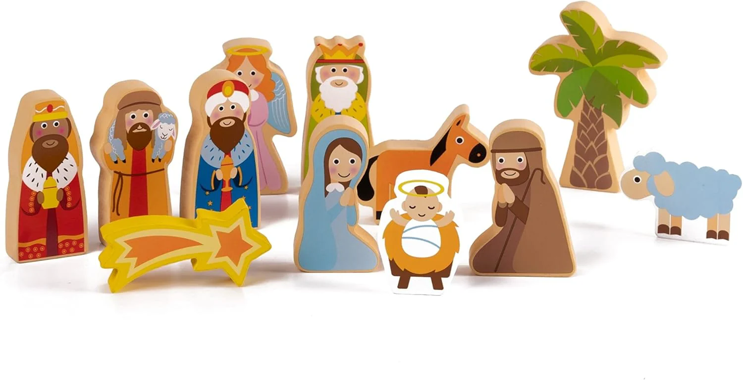 Joodi Merry Christmas 20pcs Wooden Village Playset, The Nativity Scene - Image 2