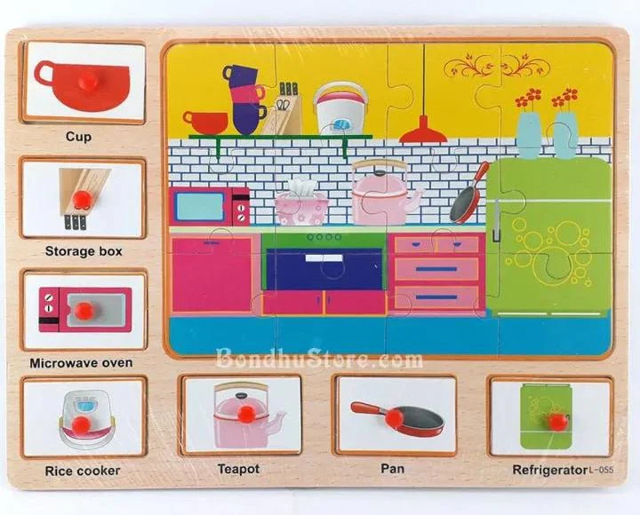 Joodi Wooden Kitchen Puzzle Set, Multicolor