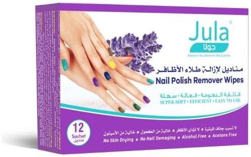 Jula Nail Polish Removal Wipes – 12 Sachets for Quick & Easy Polish Removal