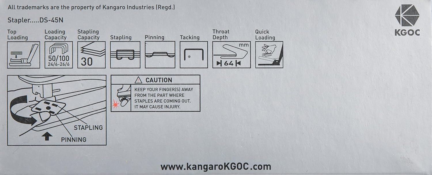 Kangaro Stapler DS45N Plastic Body Capacity 30 Sheets-Black Color - Image 3