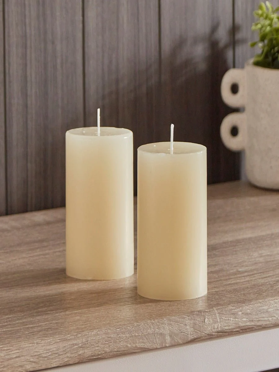King Wain 2pcs Aromatic Pillar Candle 5cm*15cm, Jasmine with Pure Natural Extracts