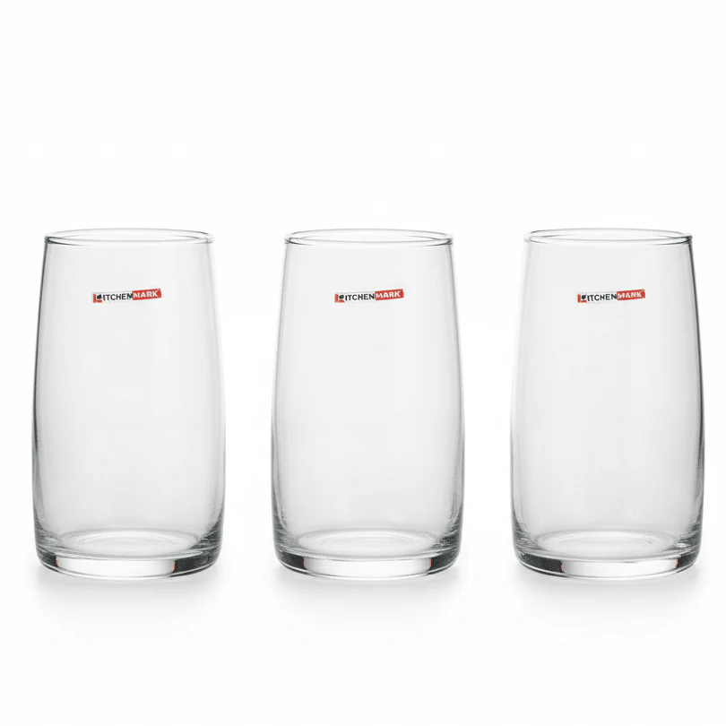 Kitchen Mark Value Pack Clear Glass Tumblers – Family Use Drinking Glasses, 6 Pieces, 175 ml