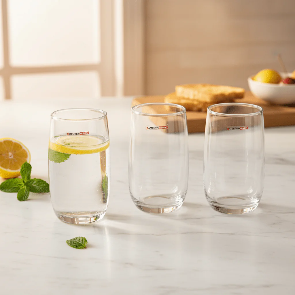 Kitchen Mark Value Pack Clear Glass Tumblers – Family Use Drinking Glasses, 6 Pieces, 175 ml - Image 2