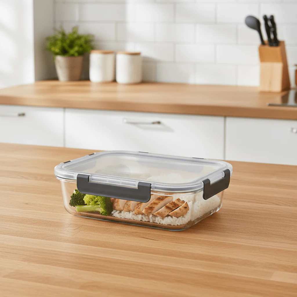 Kitchenmark Large Rectangular Glass Food Storage Container with Secure Airtight Lid – Multipurpose Use – 1520 ml - Image 2