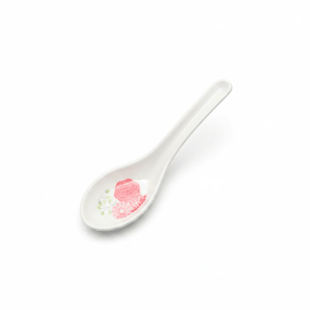 Kitchenmark White Melamine Soup Spoon – Pink Floral Design | 13.5cm - Image 4