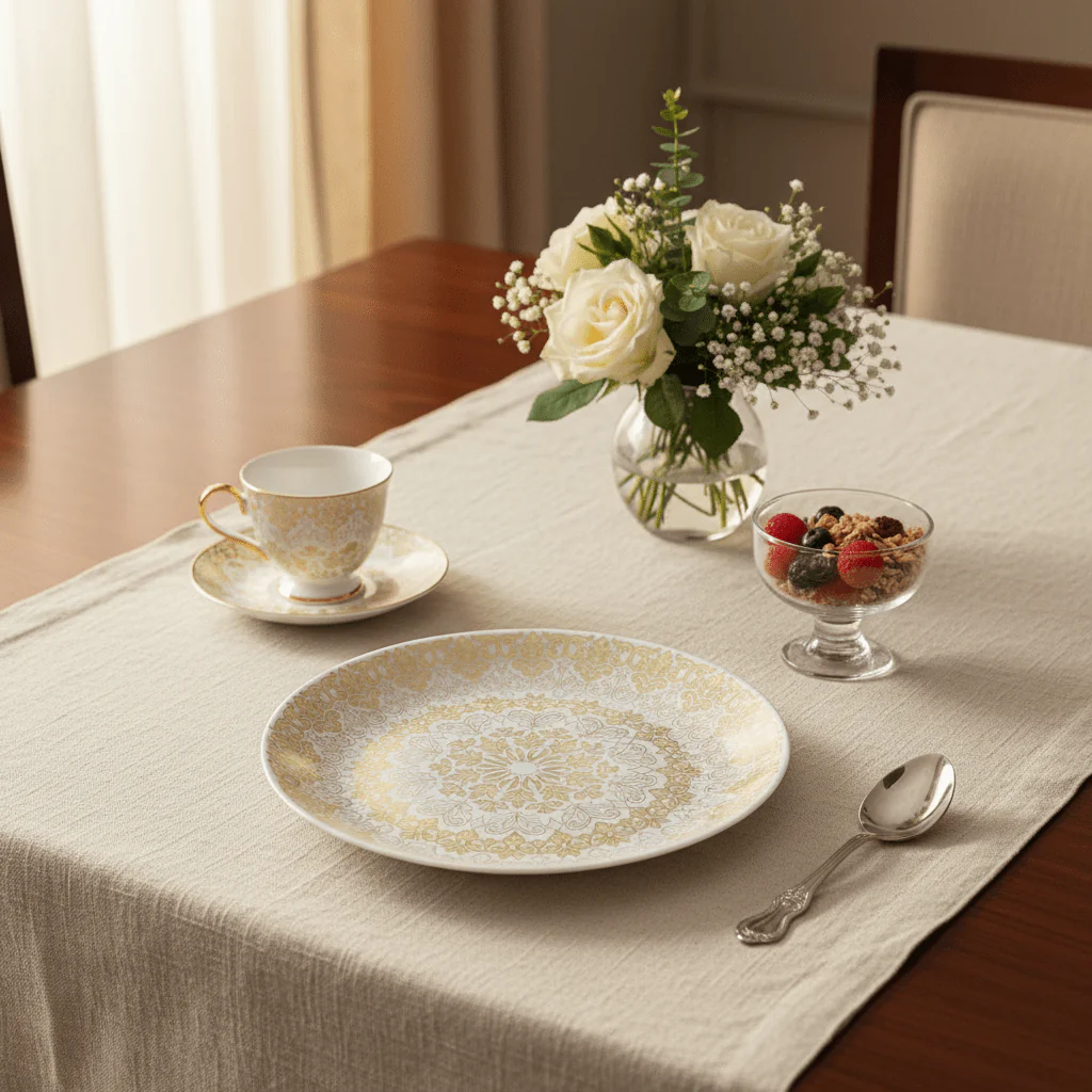 Larah by Borosil White & Gold Opalware Soup Plate 9 Inch - Image 2