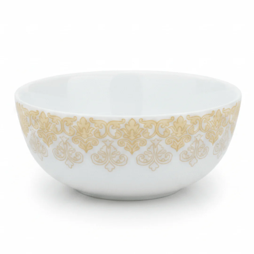 Larah by Borosil White & Gold Opalware Soup Bowl 4.5 Inch