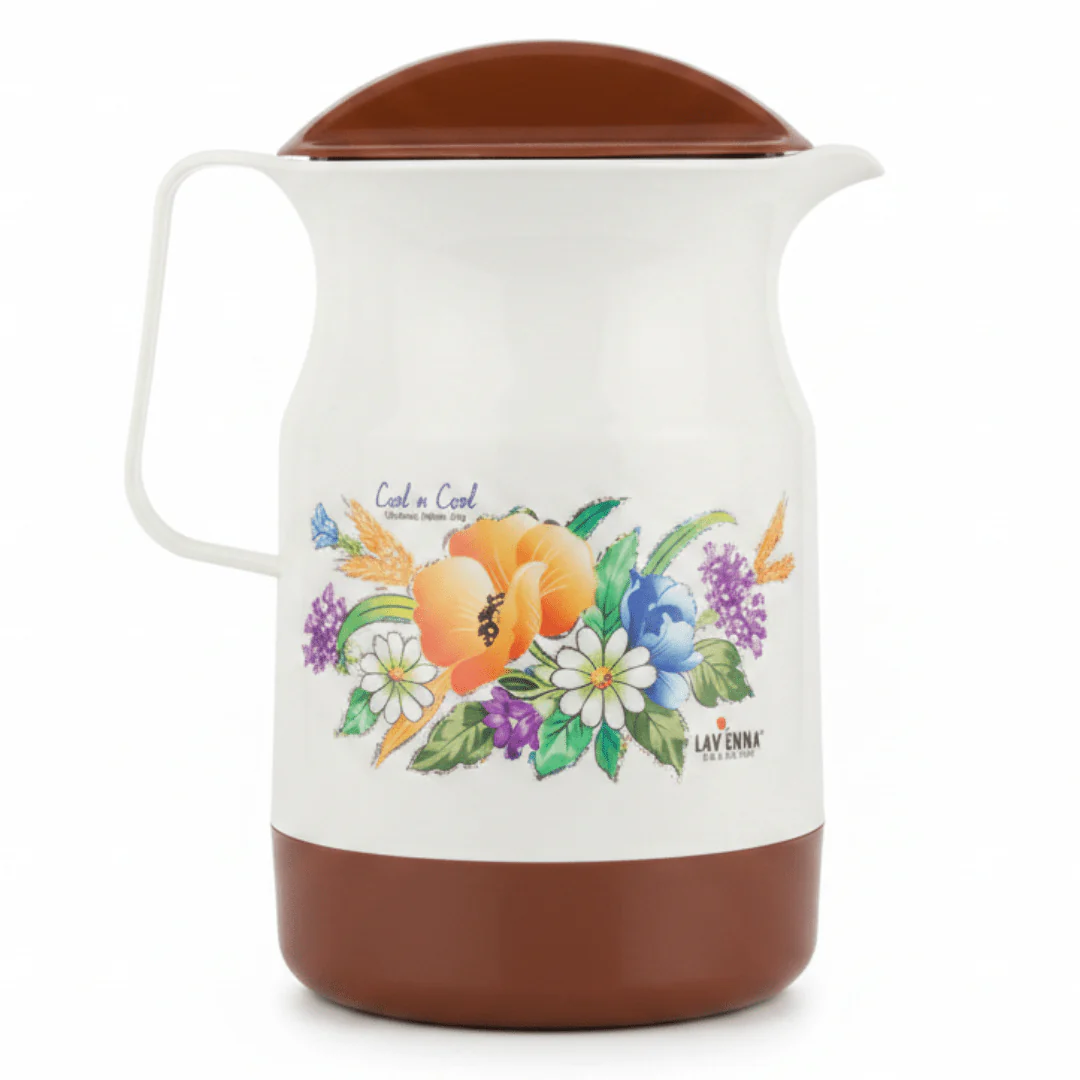 Lavenna Cool-n-Cool Insulated Jug 2.20L – White & Brown Floral Design