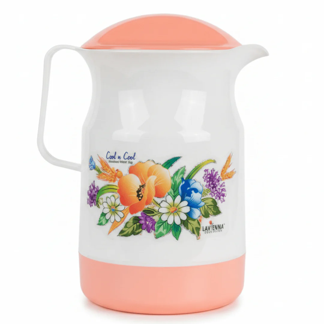 Lavenna Cool n Cool Insulated Water Jug 2.2L — White & Peach Floral Edition
