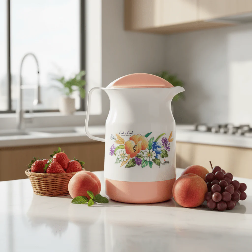 Lavenna Cool n Cool Insulated Water Jug 2.2L — White & Peach Floral Edition - Image 3