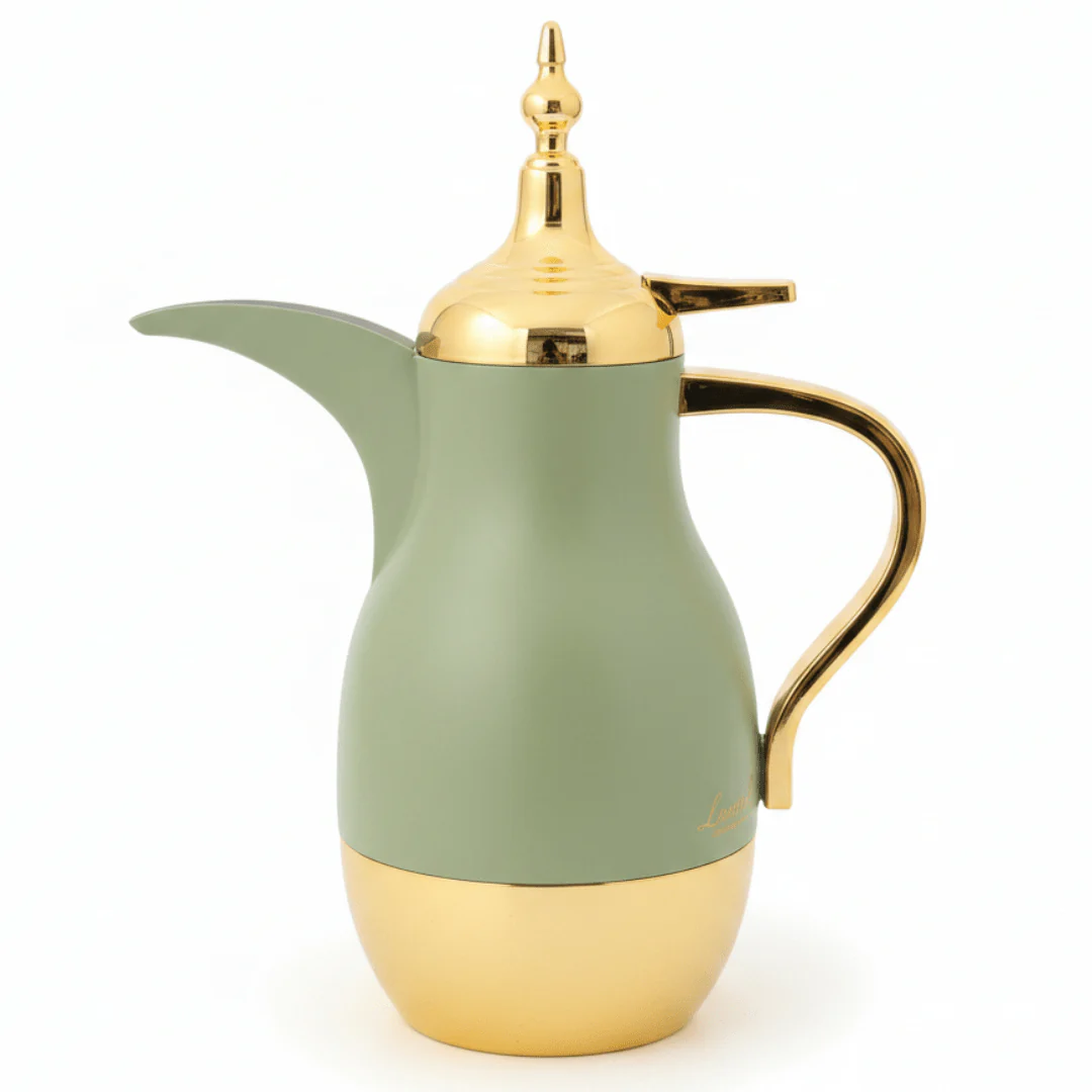 Lavin Vacuum Flask 1 Litre – Sage Green & Gold Dallah