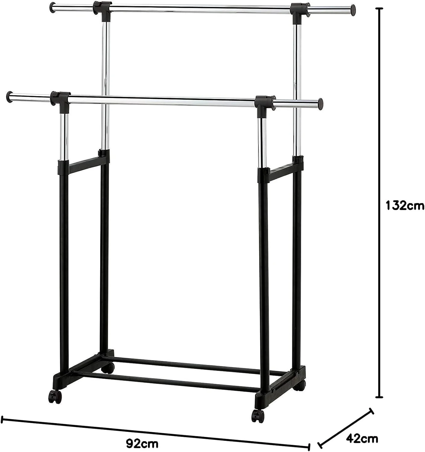 Leostar Double Garment Rack with Extendable Pipes CD-1265 132*42*92 CM - Image 2