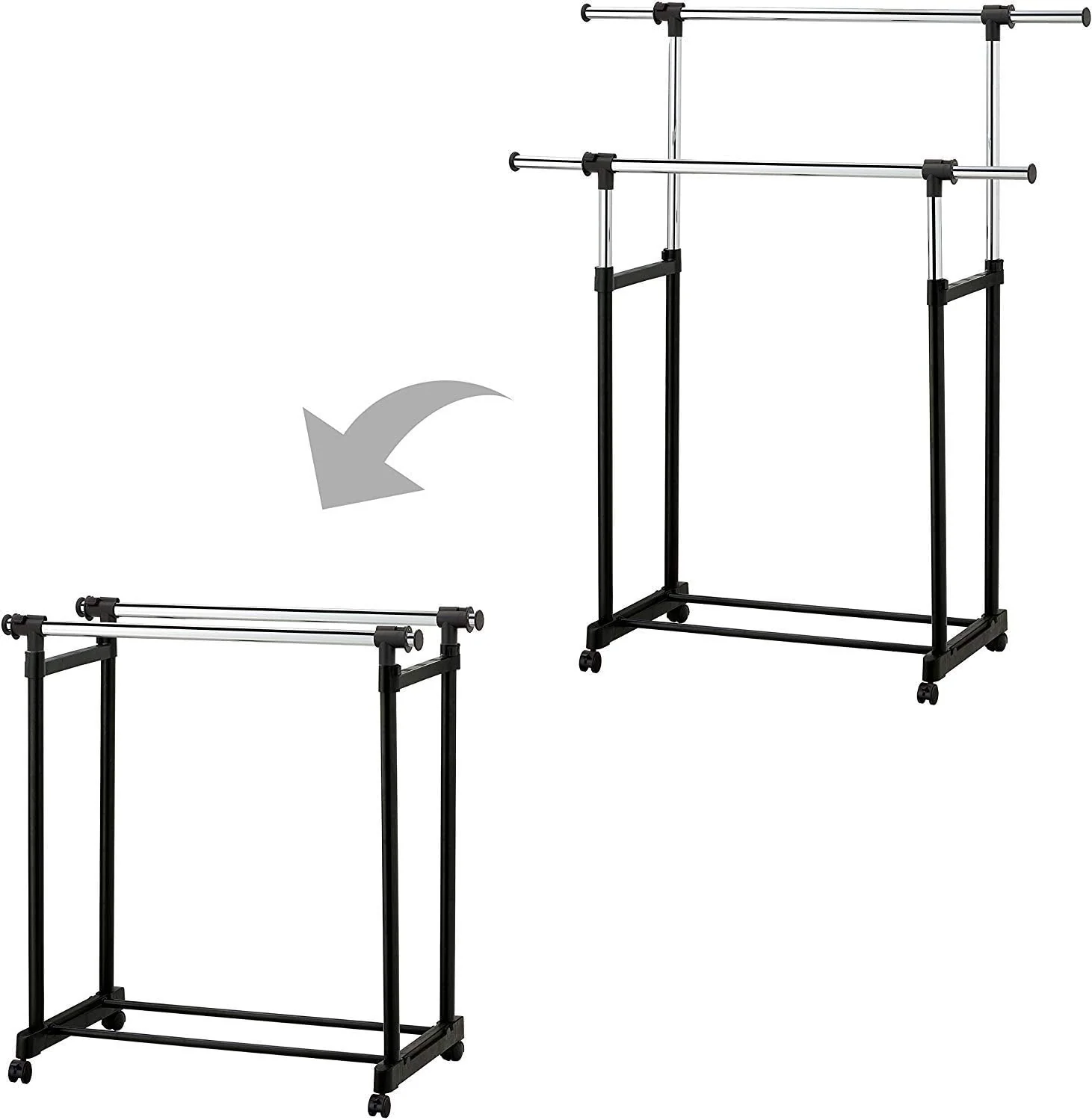 Leostar Double Garment Rack with Extendable Pipes CD-1265 132*42*92 CM - Image 3