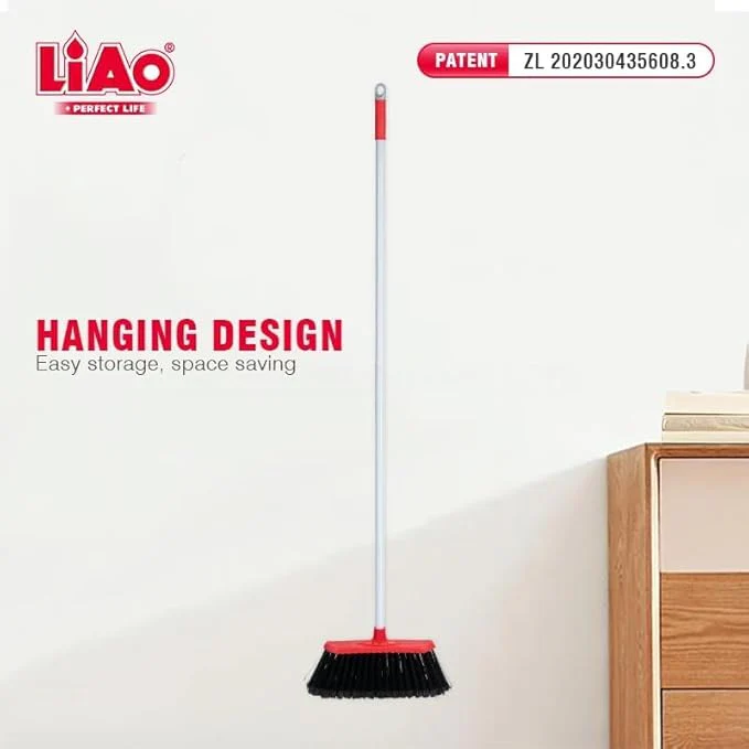 Liao Anti-Dust Broom with Long Handle 34cm142cm Red & Grey - Image 3