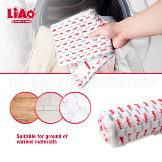 Liao Microfiber Flat Floor Mop with Sturdy Handle 84cm Red & Grey - Image 3