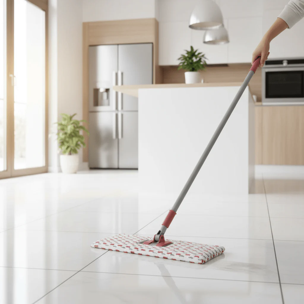 Liao Microfiber Flat Floor Mop with Sturdy Handle 84cm Red & Grey - Image 4