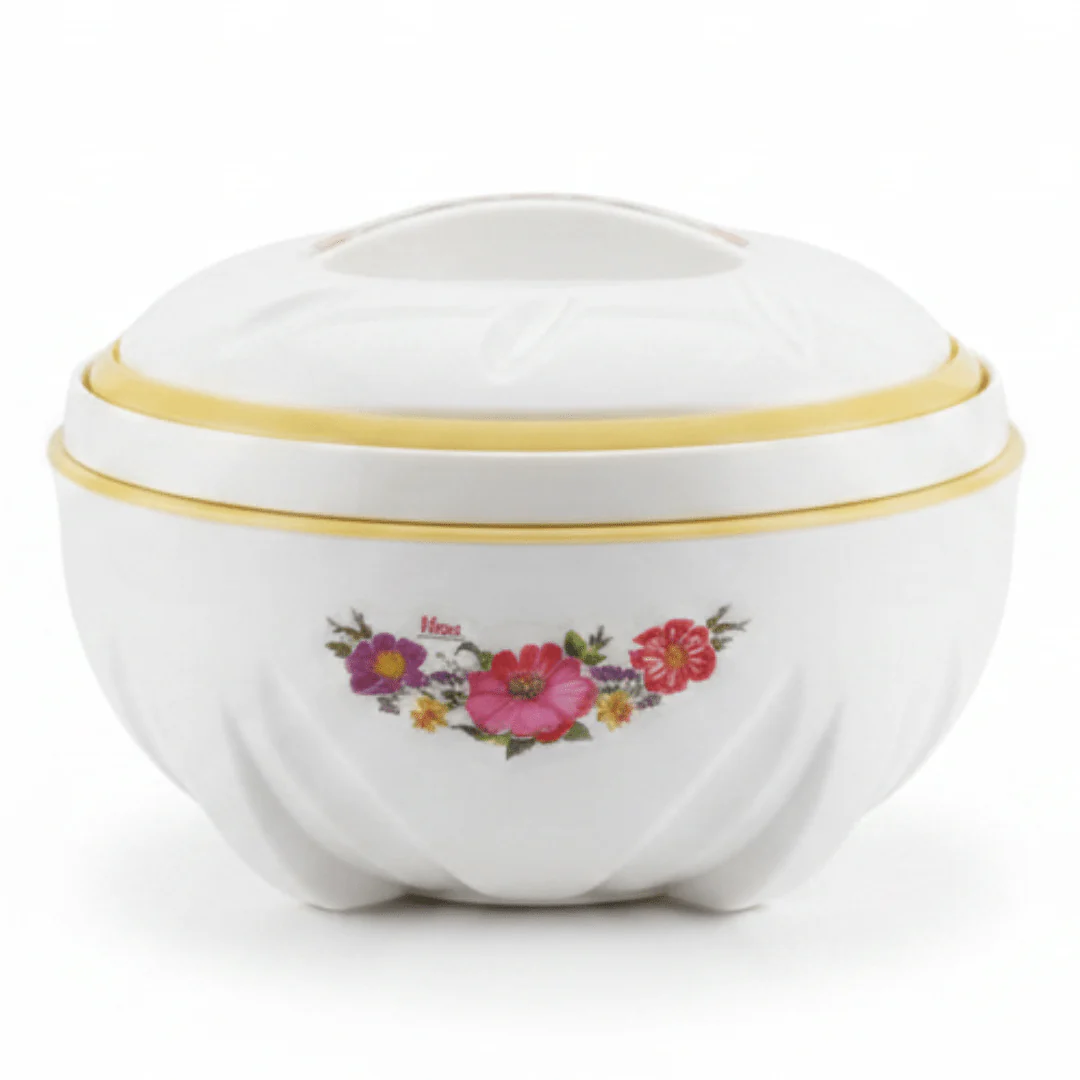 Livon Insulated Hotpot White & Yellow Floral Design 1000ml