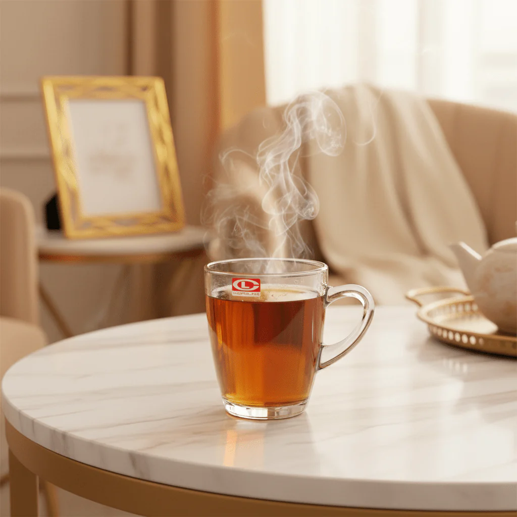 Lucky Glass Premium Clear Drinking Glass Mug with Stylish Elegant Handle for Tea Coffee 250ml - Image 2
