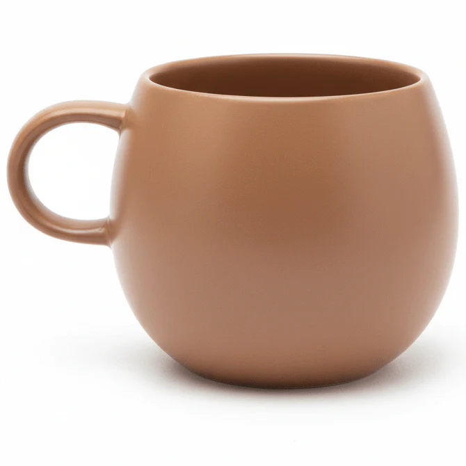 Luhpar Brown Round Ceramic Mug with Strong Handle for Coffee, Tea & Hot Beverages – 500ml