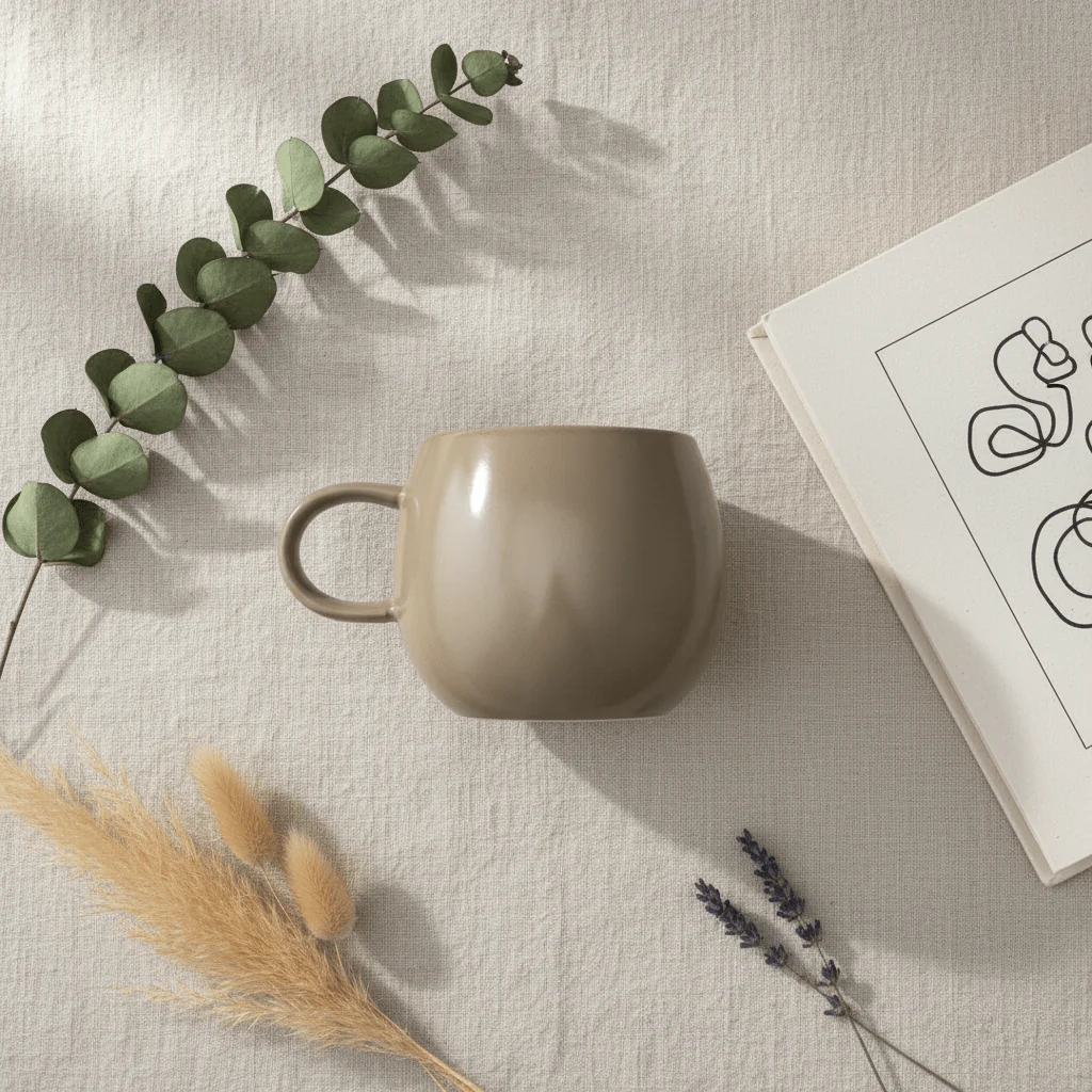 Luhpar Ceramic Mug 500ml — Taupe | Round Belly Design - Image 3