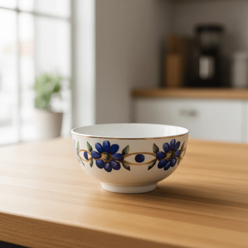 Luhpar Compact White Ceramic Dessert Bowl with Blue Floral Pattern – 4.5 Inch Serving Bowl - Image 2