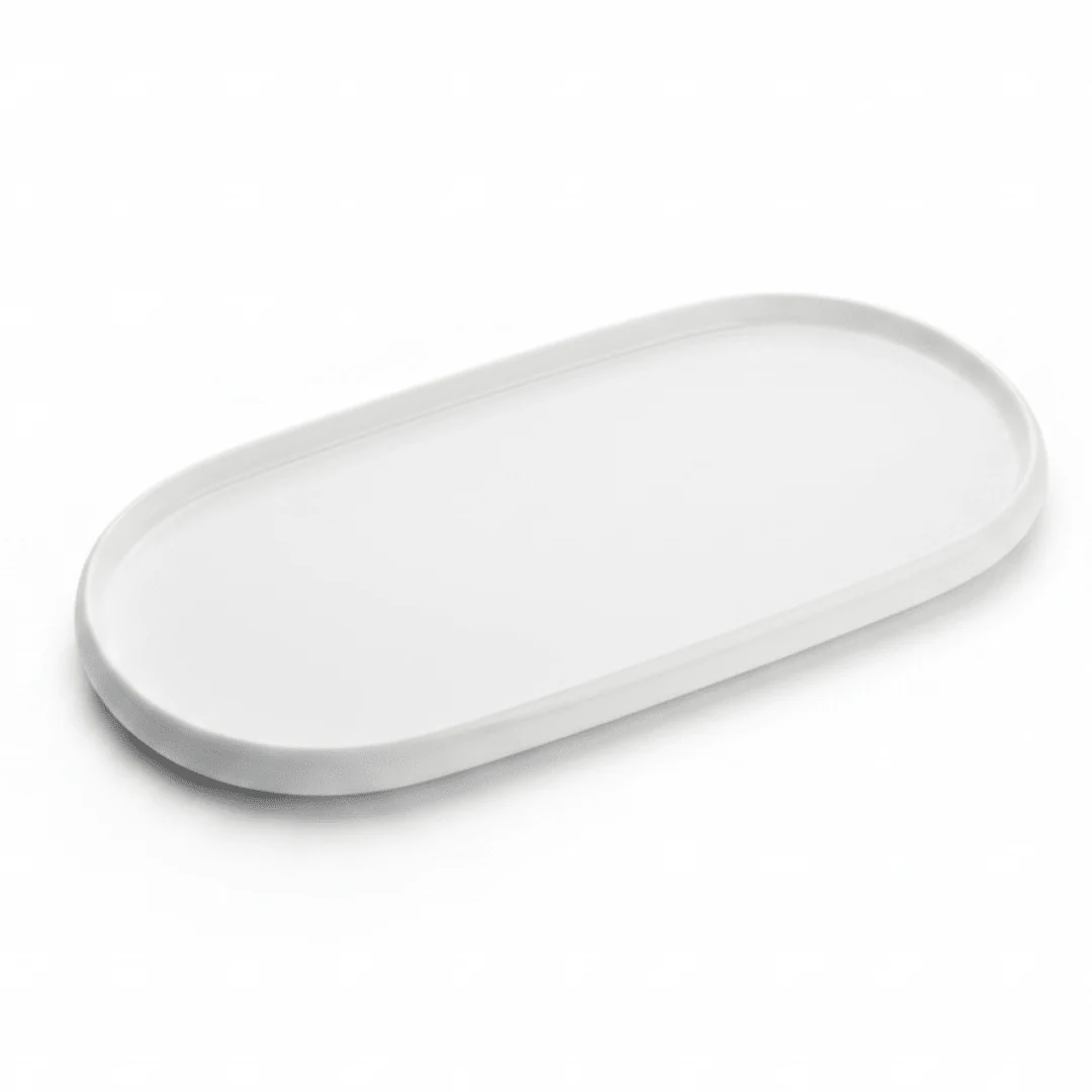 Luhpar Oval Ceramic Serving Tray | 35.4 × 19.4 cm | Taupe, Off White, Brown | - Image 4