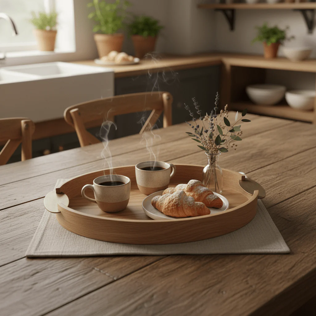 Luhpar Oval Wooden Serving Tray – Classic Kitchen & Dining Tray 32×24 cm - Image 2