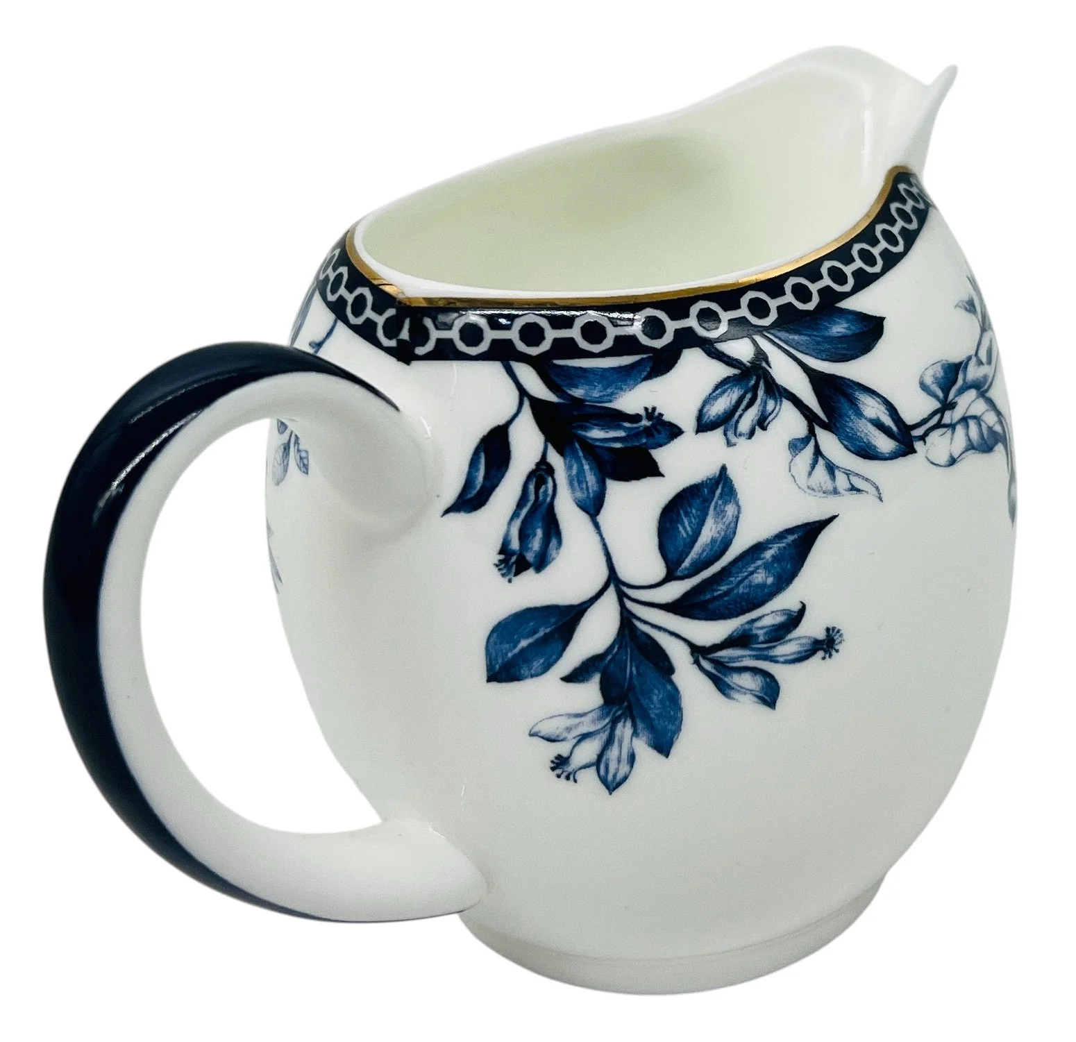 Luhpar Porcelain Milk Pot 9.5cm*6.5cm*8cm, Blue Floral Design with Gold Rim - Image 3