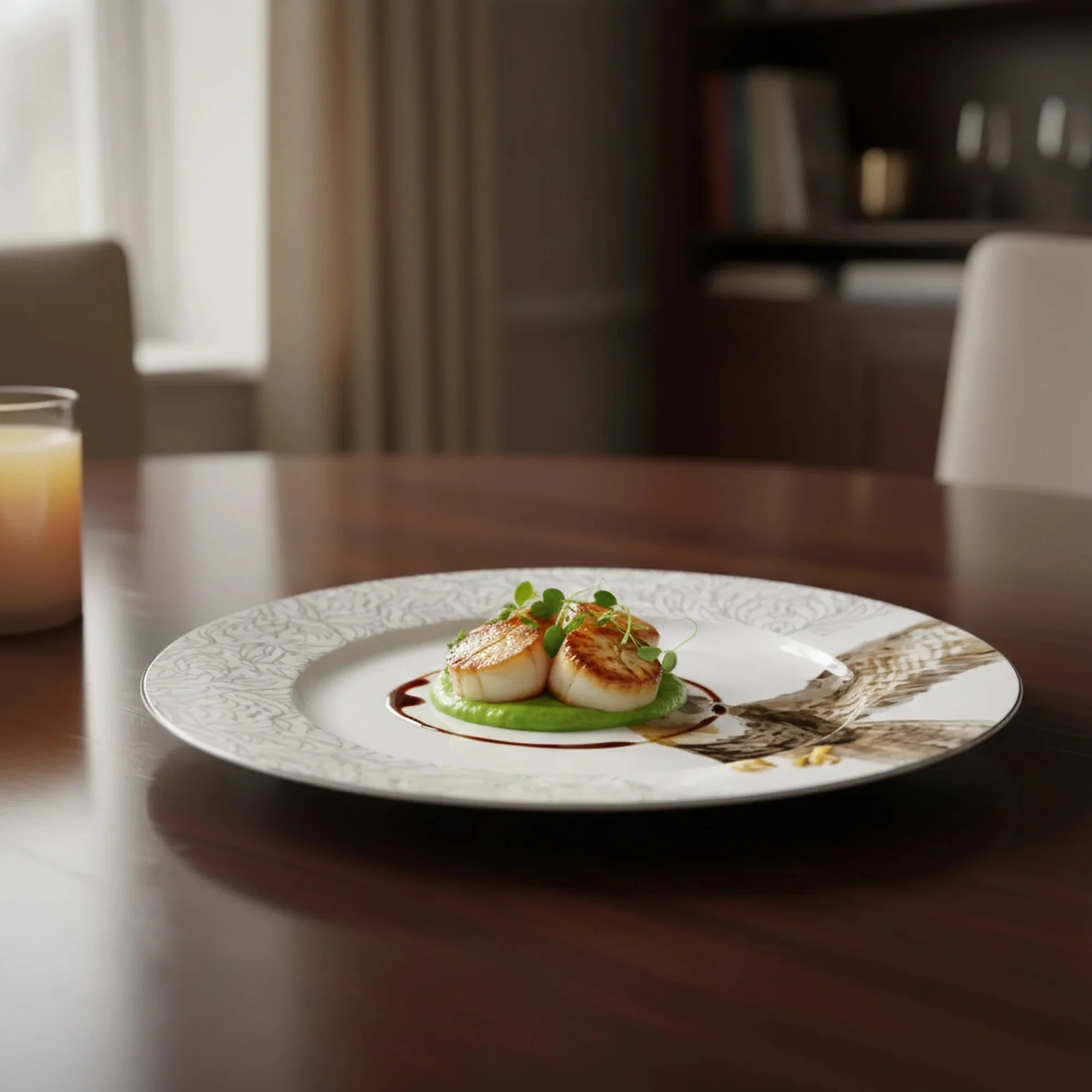 Luhpar Premium 12-Inch Ceramic Dinner Plate – White with Grey Falcon Design - Image 2