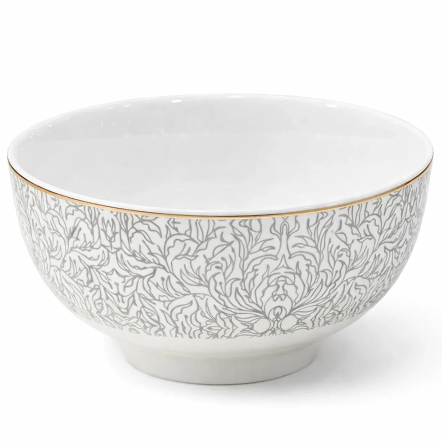 Luhpar Premium 4.5-Inch Ceramic Small Bowl – White with Soft Grey Accent Design