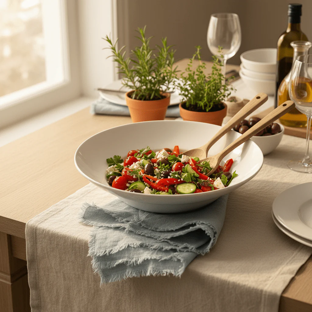 Luhpar White Round Ceramic Serving Bowl for Family Meals 9.5 inch - Image 2