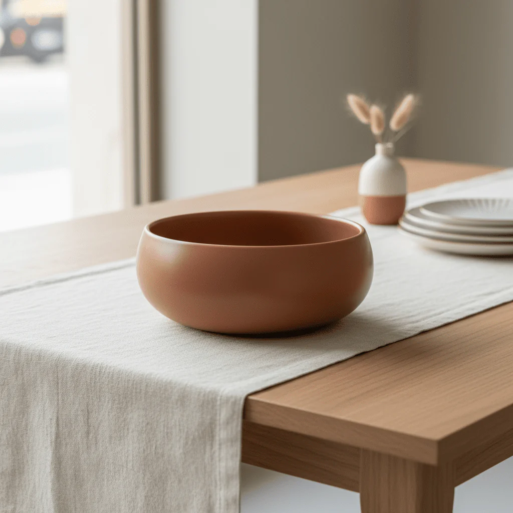 Luhpar Brown Solid Matt Ceramic Serving Bowl β 16.6 cm / 1000 ml - Image 2