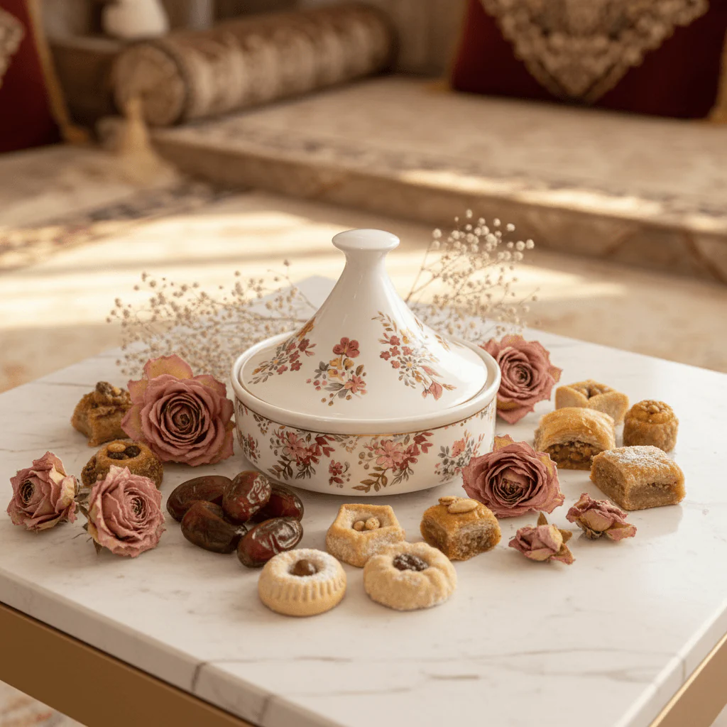 Luhpar  Mini Ceramic Sugar Pot Server with Traditional Floral Motif and Lid for Serving Snacks and Sweets – 15×15 cm - Image 3