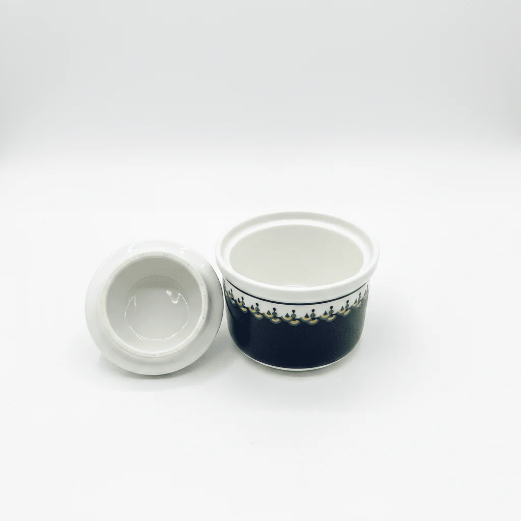 Luhpar  White Ceramic Sugar Jar with Elegant Navy Blue Pattern and Lid for Kitchen and Dining Use – 10 cm - Image 2