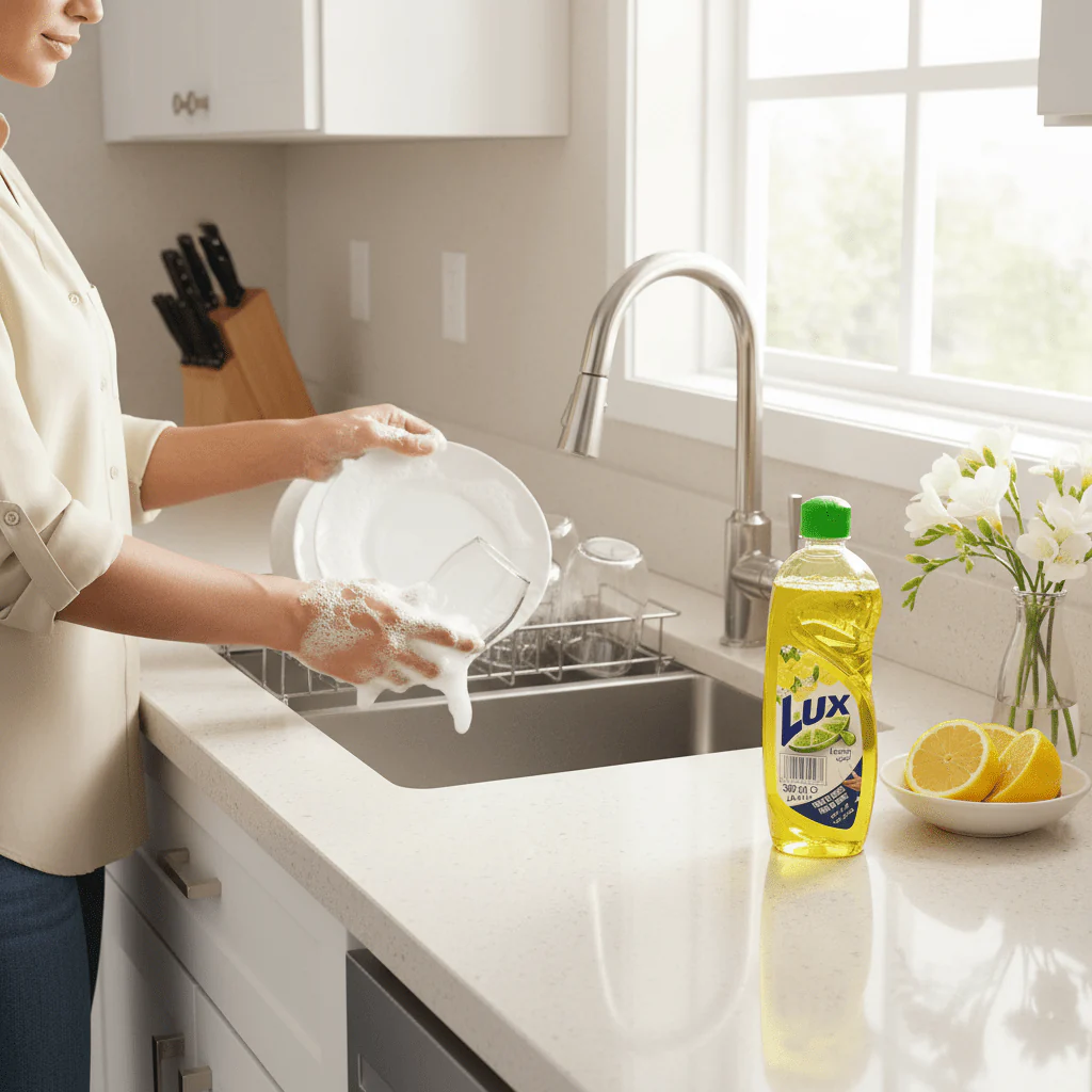Lux Dish Soap, Tough on Grease, Gentle on Hands, Lemon, 380ml - Image 2