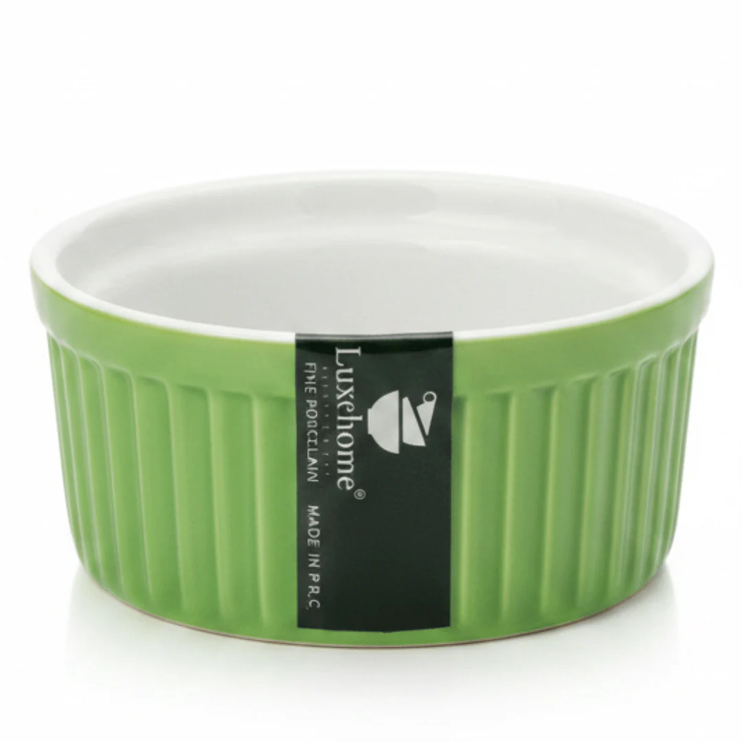 Luxehome Premium Green & White Ceramic Ramekin Bowl | 9×4cm |Green & White , Navy Blue & White |